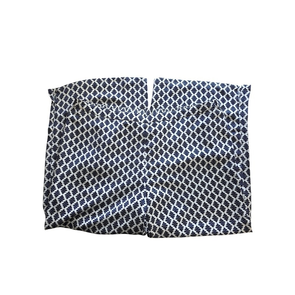J. Jill Wearever Pants Women XL Blue White Geometric Crop Travel Resort